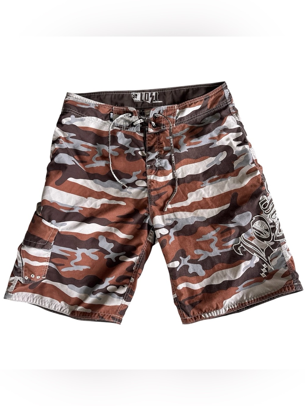 Lost Camo Cargo Shorts in Brown & Gray